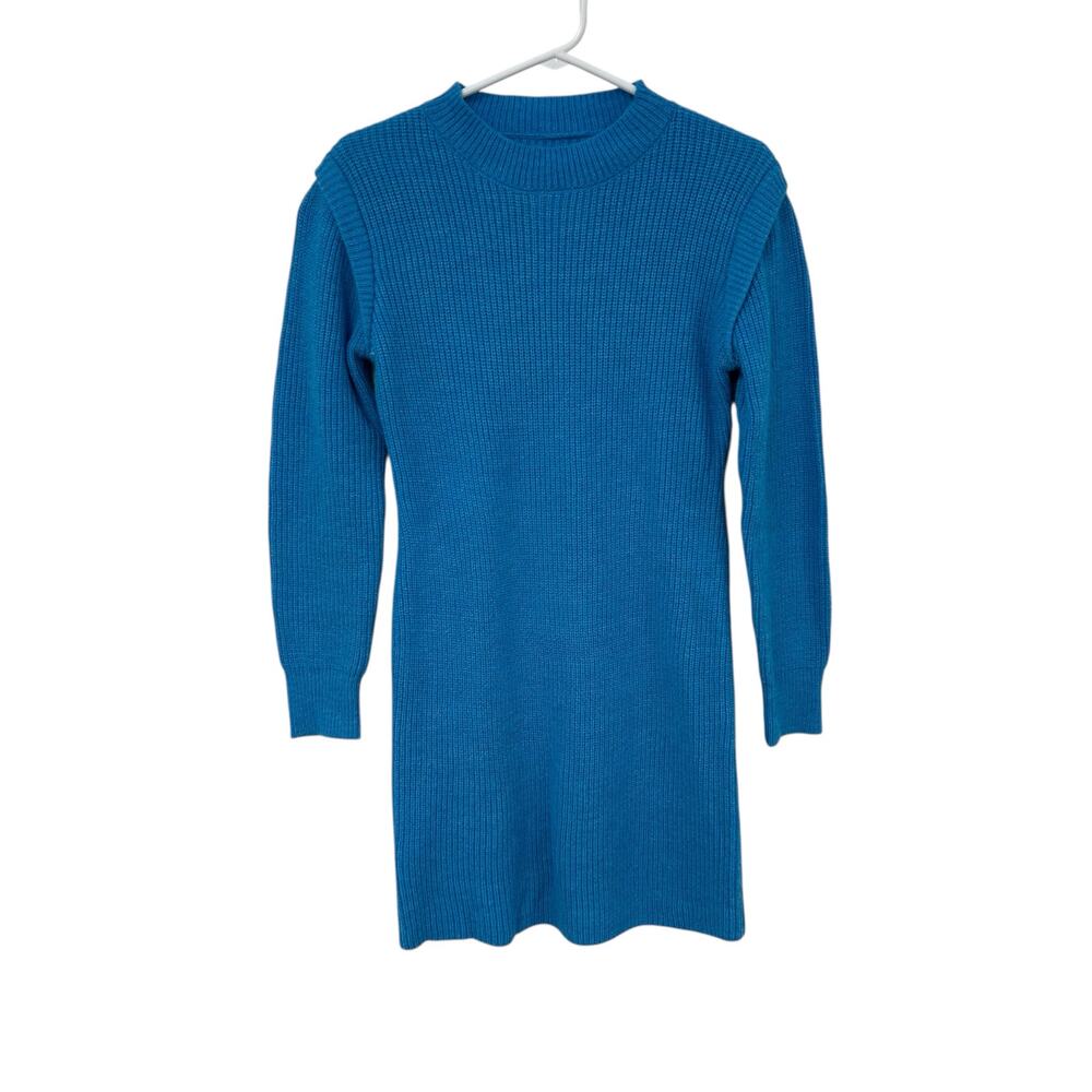 NWT Camisa Blue Long Sleeve Knit Layered Cotton Blend Sweater Dress Womens Small